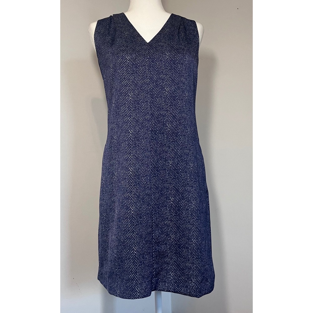 Banana Republic Herringbone Shift Dress Womens Size 2 XS Blue Office